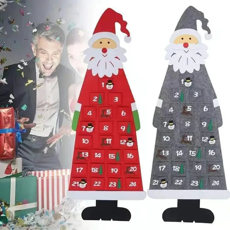 FestiveFelt | Cheerful Colorful Santa Claus Advent Calendar with 24 Bags 1