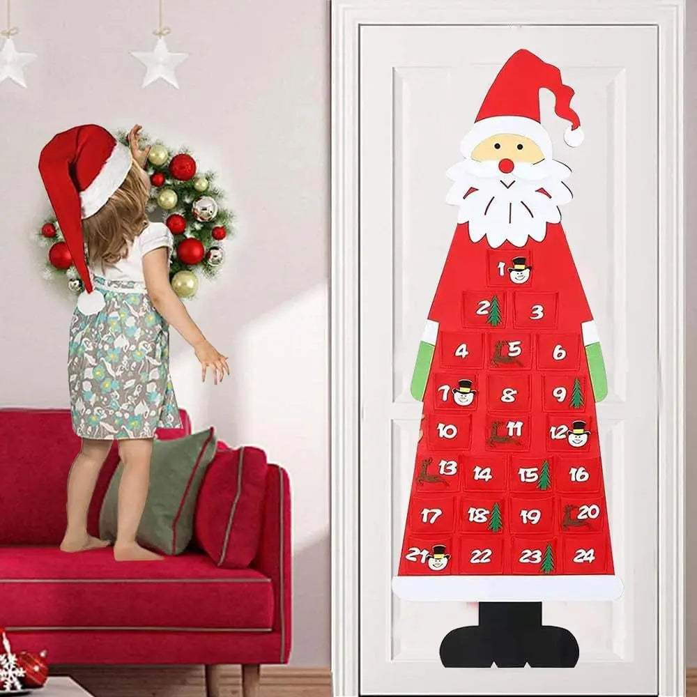 FestiveFelt | Cheerful Colorful Santa Claus Advent Calendar with 24 Bags 3