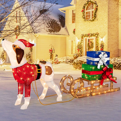 FestivePaws – Lighted Christmas Dog Sled with Gift Boxes Decoration 2