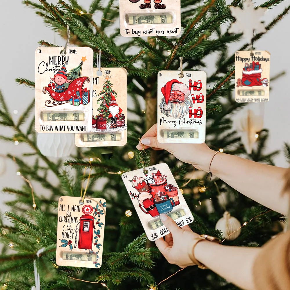 FestiveWood | Charming Rustic Wooden Holiday Money Holder Christmas Cards 3