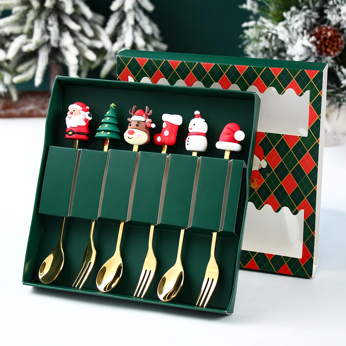 Traditional Holiday Christmas Silverware Set - Fesara