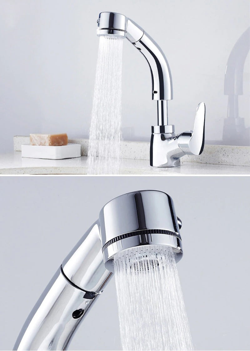 Fesara | FlexiStream Adjustable Bathroom Faucet Pull-Out Chrome Finish