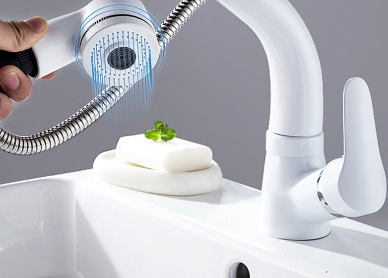 Fesara | FlexiStream Adjustable Bathroom Faucet Pull-Out Chrome Finish