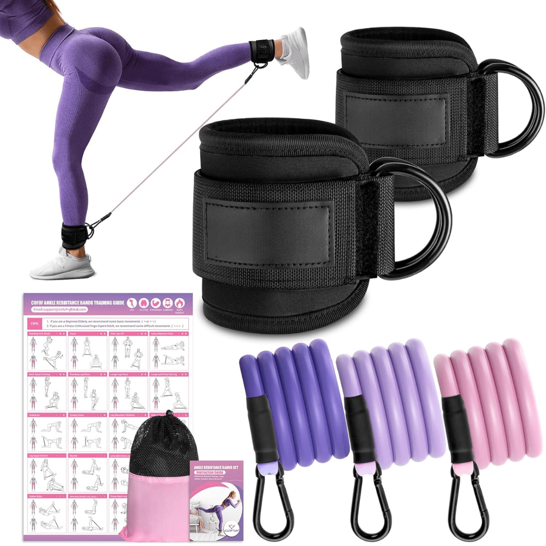 Flextone Resistance Bands – Resistance Bands for Buttocks & Hips with Ankle Straps & Training Poster 1