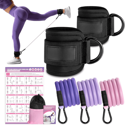 Flextone Resistance Bands – Resistance Bands for Buttocks & Hips with Ankle Straps & Training Poster 1