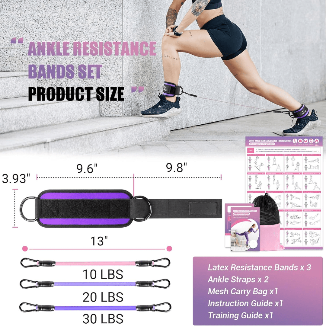 Flextone Resistance Bands – Resistance Bands for Buttocks & Hips with Ankle Straps & Training Poster 3