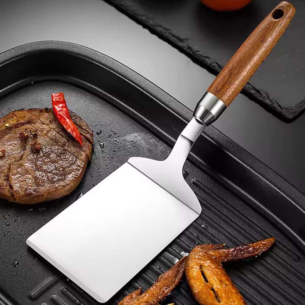 Premium Stainless Steel Wooden Handle Spatula - Fesara