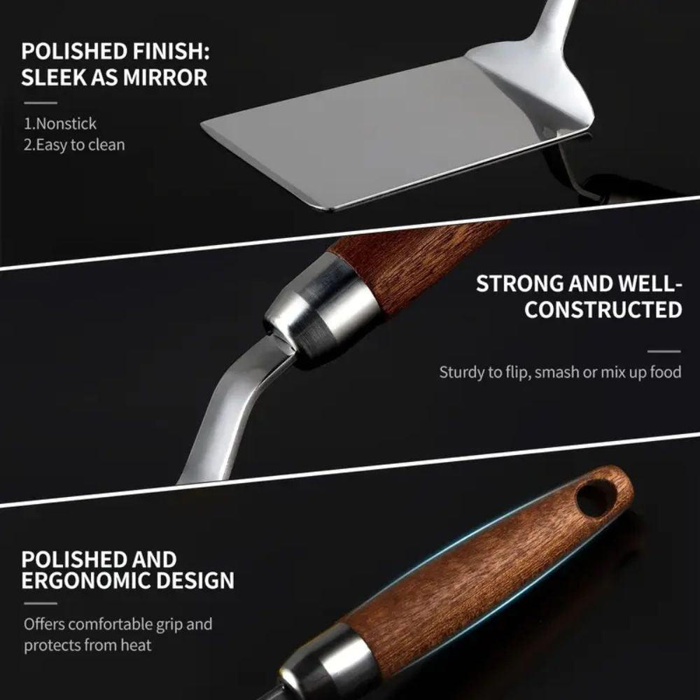 Premium Stainless Steel Wooden Handle Spatula