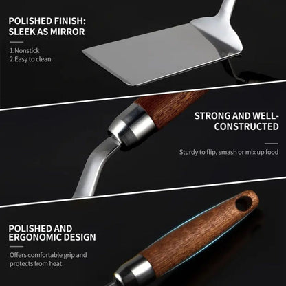 Premium Stainless Steel Wooden Handle Spatula