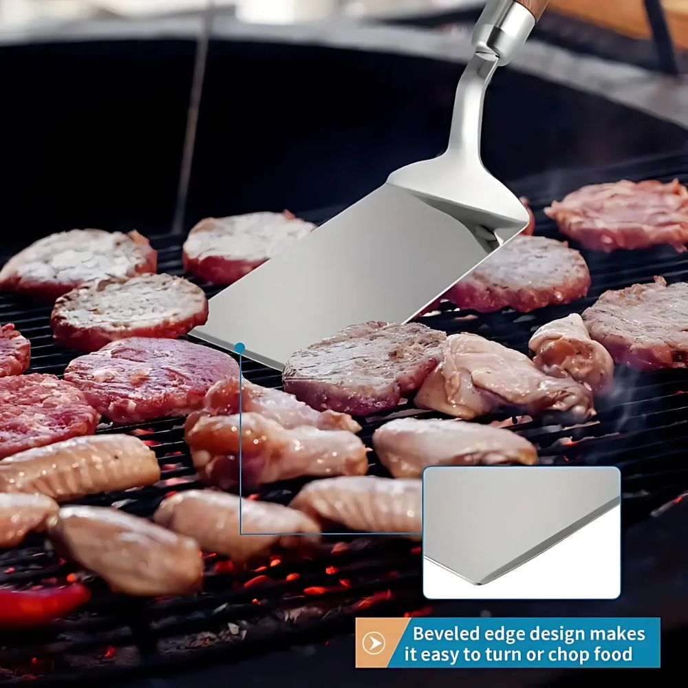 Premium Stainless Steel Wooden Handle Spatula
