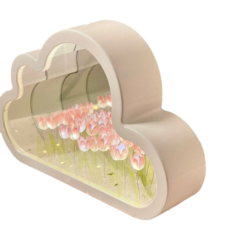FloraGlow | Elegant Compact LED Floral Infinity Mirror Table Lamp 4