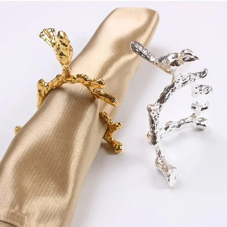 FloraNest | Elegant Decorative Bird & Flower Napkin Ring Set 1