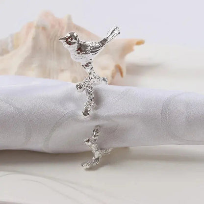 FloraNest | Elegant Decorative Bird & Flower Napkin Ring Set 4