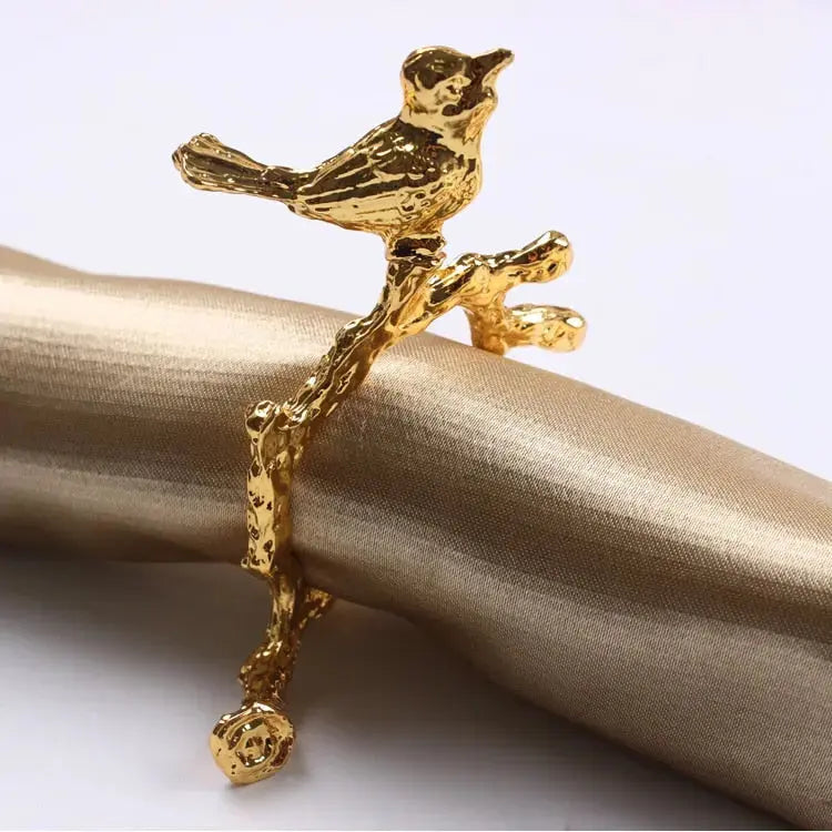 FloraNest | Elegant Decorative Bird & Flower Napkin Ring Set 8