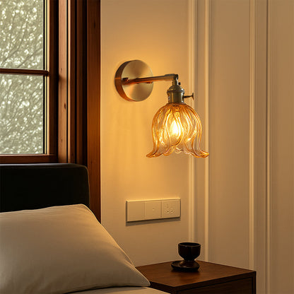 Simple Elegant Floral Glass Wall Light - Fesara