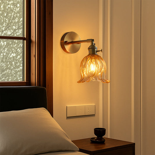 Simple Elegant Floral Glass Wall Light - Fesara