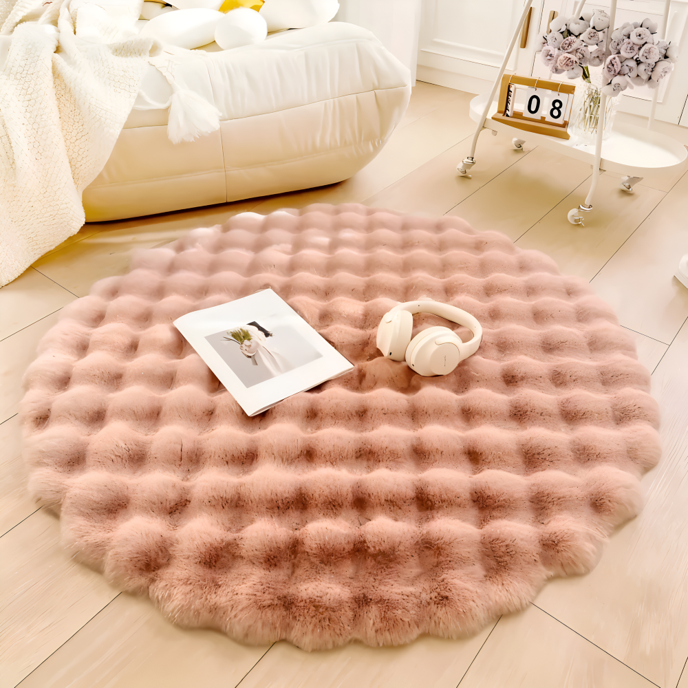 Plush Round Fleece Non Slip Entrance Mat