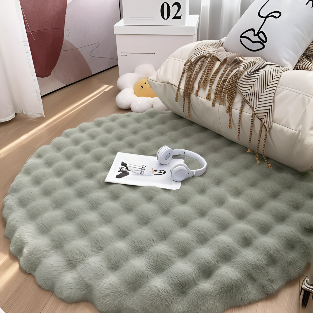 Plush Round Fleece Non Slip Entrance Mat