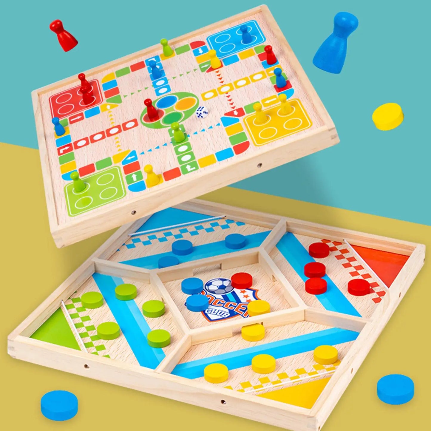 Fun Wooden 2-in-1 Family Board Game