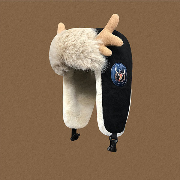 Warm Deer Antler Ski Beanie Hat
