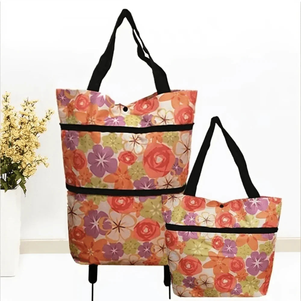 Collapsible Cart Bag with Wheels - Portable & Reusable