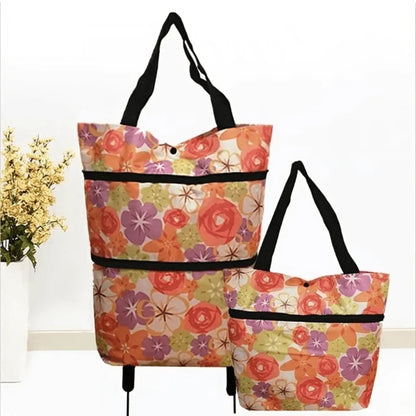 Collapsible Cart Bag with Wheels - Portable & Reusable
