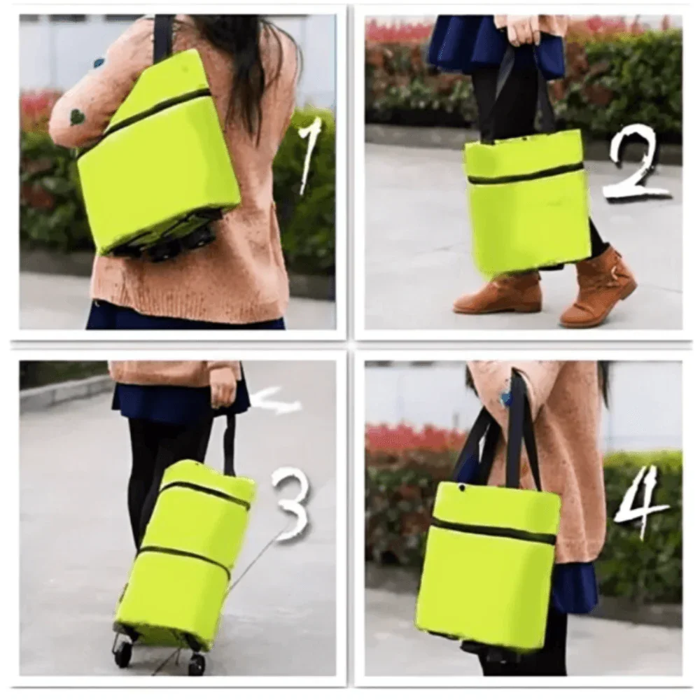 Collapsible Cart Bag with Wheels - Portable & Reusable