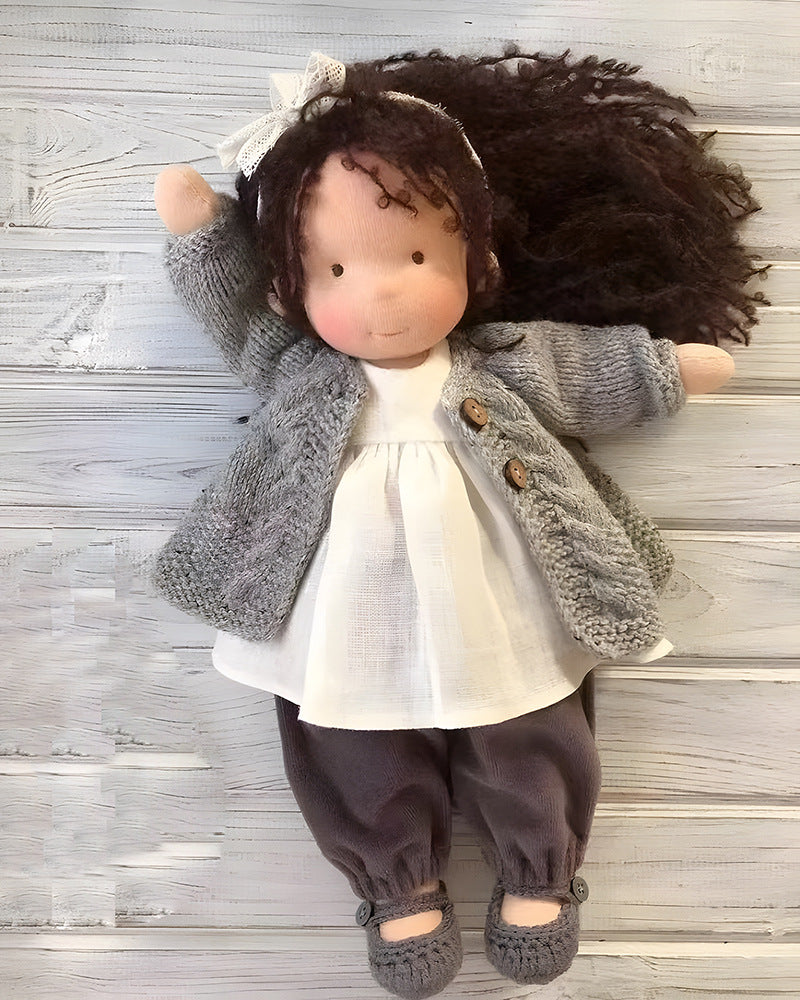 Natural Wooden Doll for Kids Creative Play