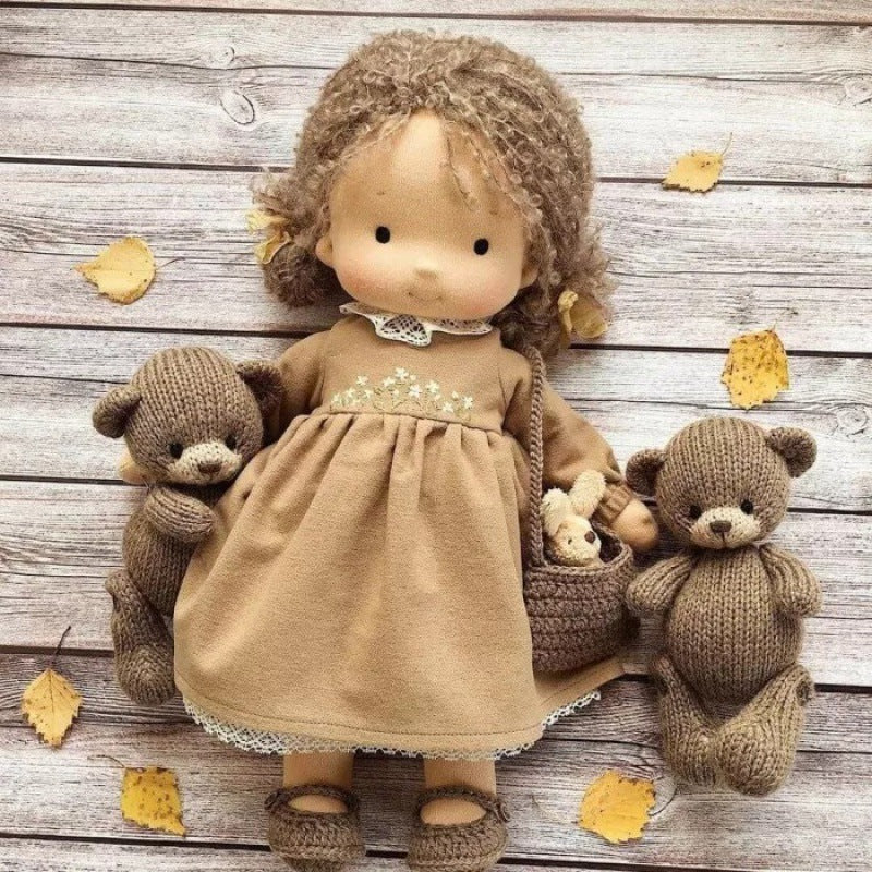 Natural Wooden Doll for Kids Creative Play