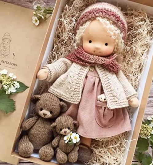 Natural Wooden Doll for Kids Creative Play