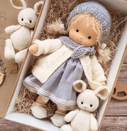 Natural Wooden Doll for Kids Creative Play