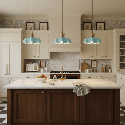 Elegant Ruffled Glass Metal Pendant Lamp