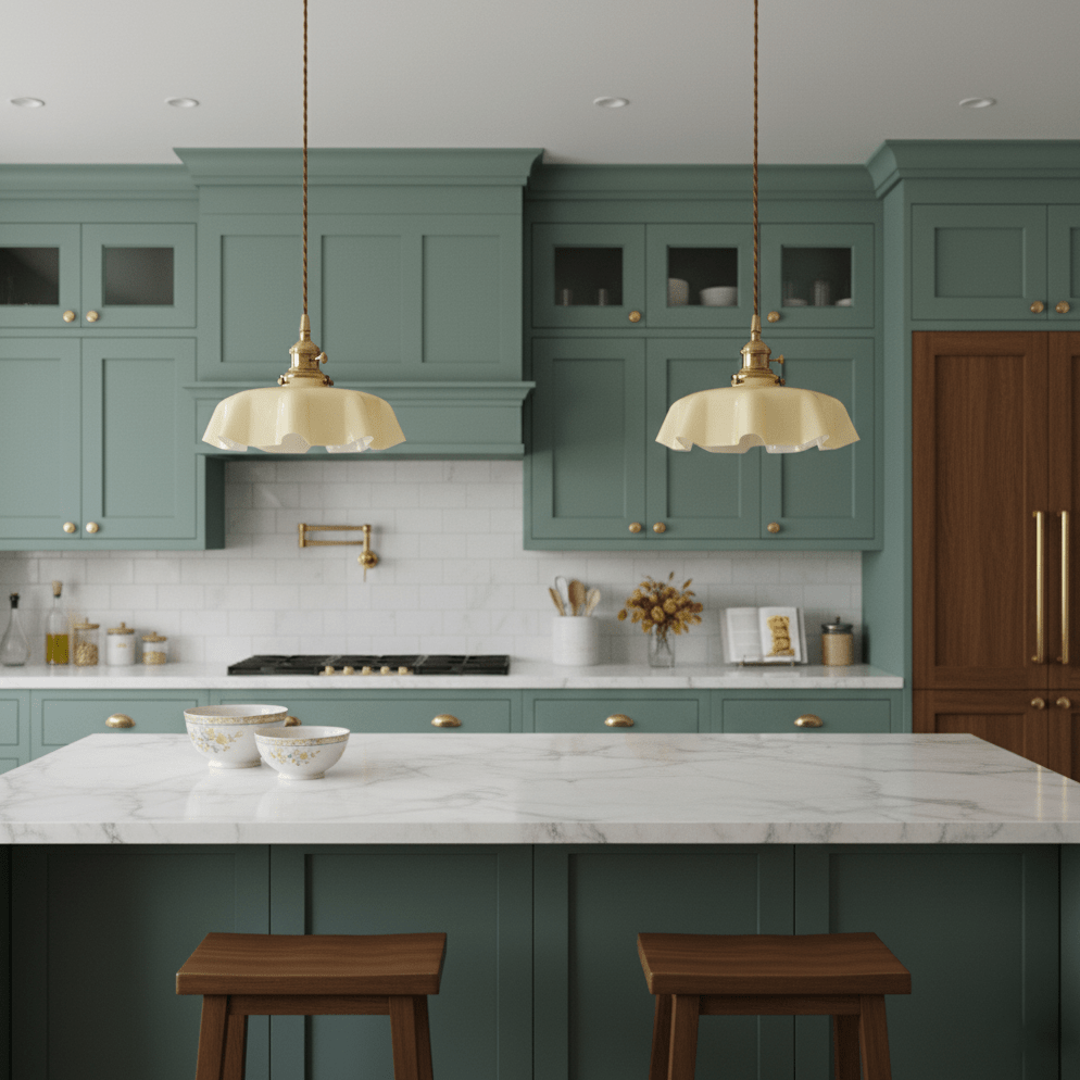 Elegant Ruffled Glass Metal Pendant Lamp