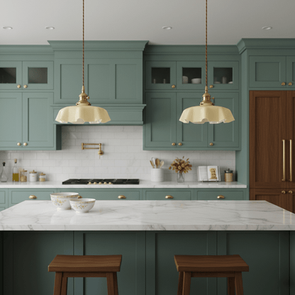 Elegant Ruffled Glass Metal Pendant Lamp