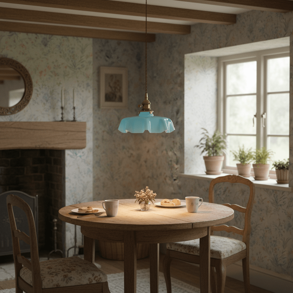 Elegant Ruffled Glass Metal Pendant Lamp