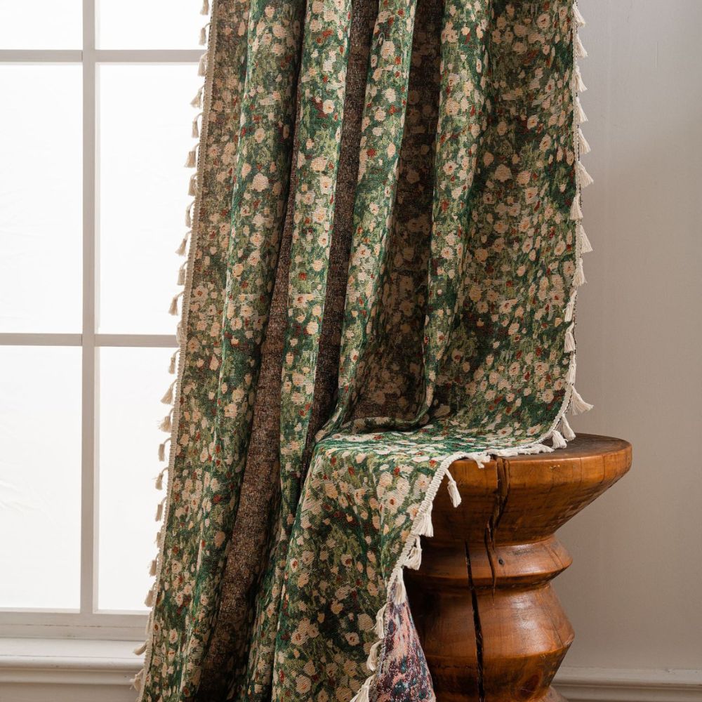 Elegant Vintage Flower Print Curtain