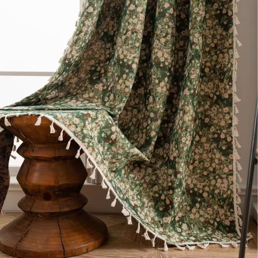 Elegant Vintage Flower Print Curtain