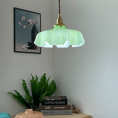 Elegant Ruffled Glass Metal Pendant Lamp