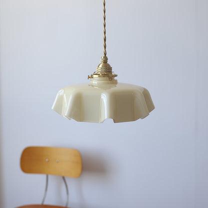 Elegant Ruffled Glass Metal Pendant Lamp