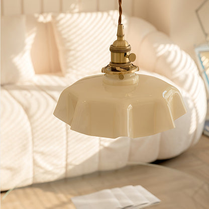 Elegant Ruffled Glass Metal Pendant Lamp