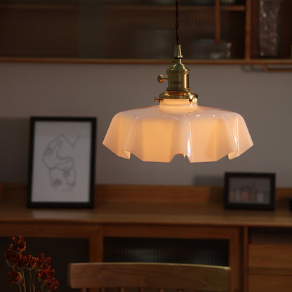Elegant Ruffled Glass Metal Pendant Lamp