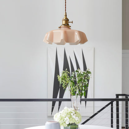 Elegant Ruffled Glass Metal Pendant Lamp
