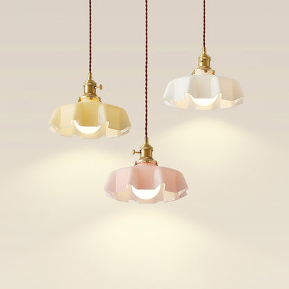 Elegant Ruffled Glass Metal Pendant Lamp