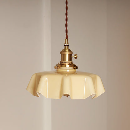 Elegant Ruffled Glass Metal Pendant Lamp