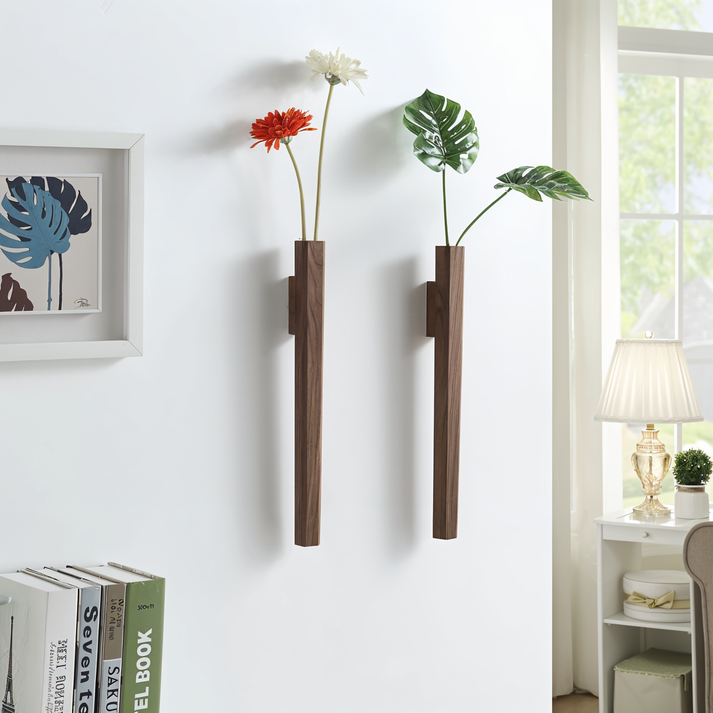 Natural Wood Wall Vase for Flower Decorating - Fesara