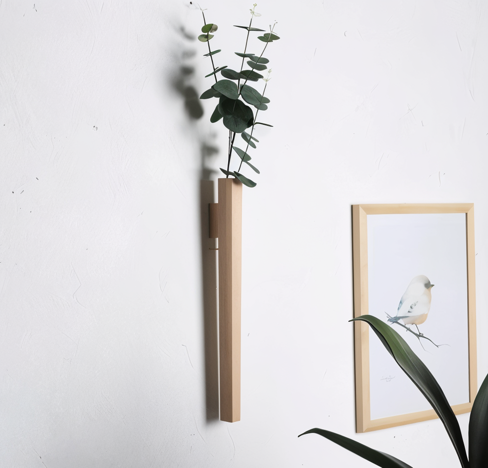 Natural Wood Wall Vase for Flower Decorating