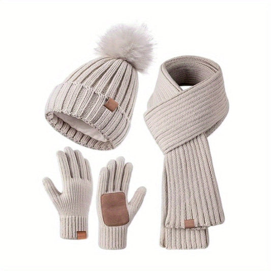 Warm Winter Accessory Set with Hat, Scarf, Gloves - Fesara