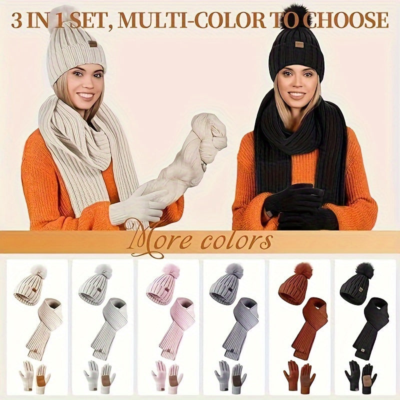 FrostAura | Stylish Cozy 3-in-1 Winter Accessories Set with Hat, Scarf, Gloves 1