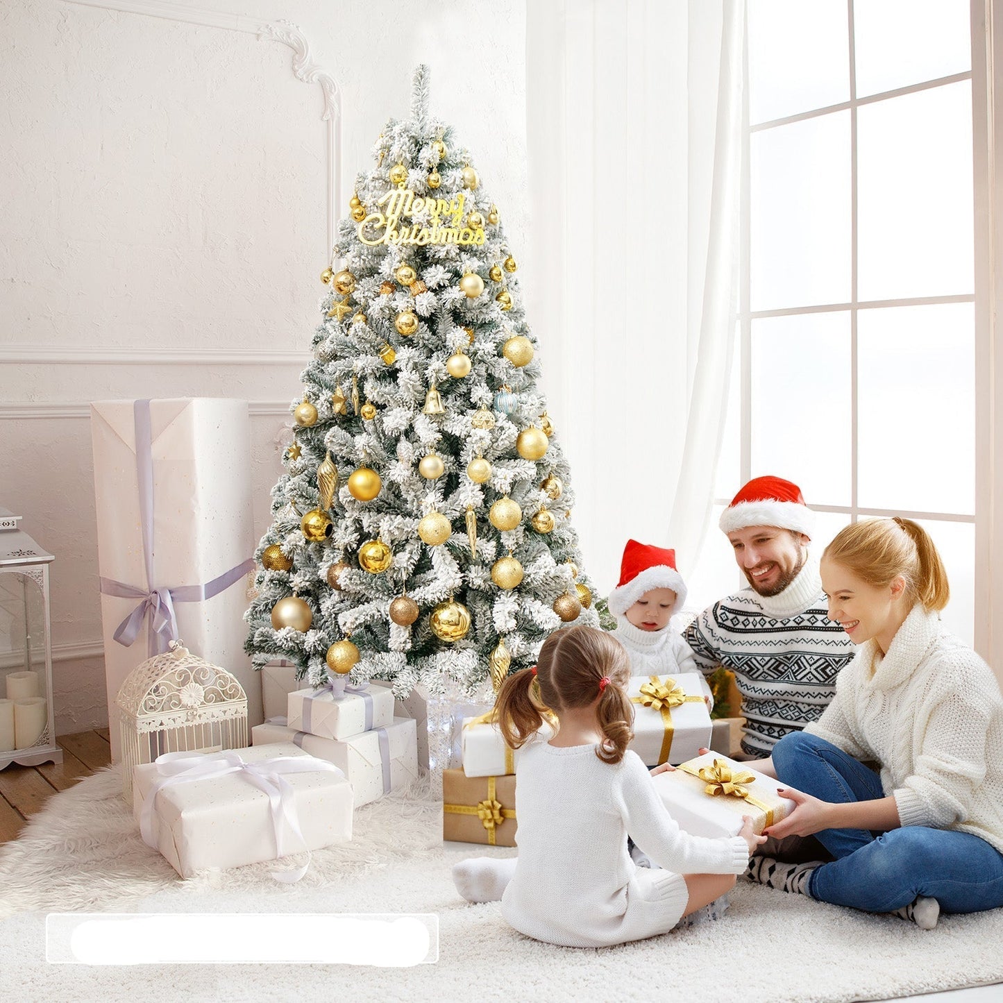 FrostyPine – 180cm Snow-Covered Artificial Christmas Tree with 600 Branches 1