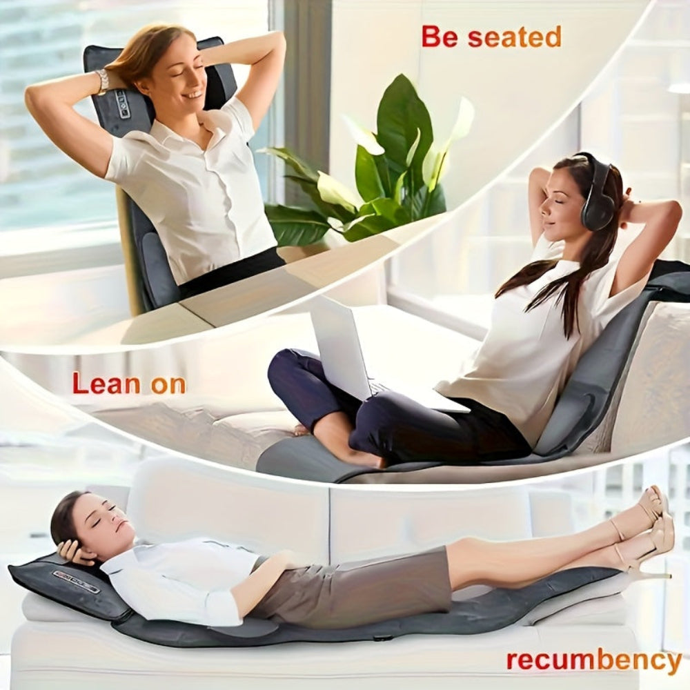 Full Body Massage Mat Heat Vibration Back Relief Pad 6